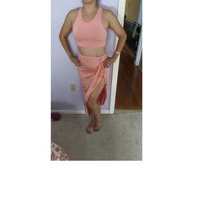 NWOT Sexy Coral Crop Top/Skirt Set Size Small